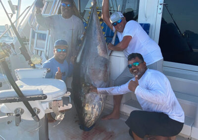 a group posing with their large catch on a La Patrona Mazatlan excursion